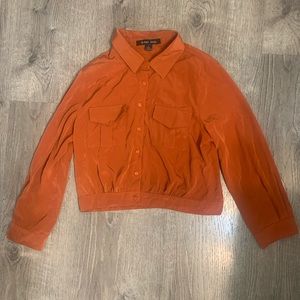 Long Sleeve Button Up Crop Top